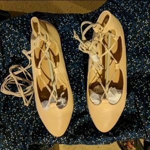 Faux Leather Lace up Mini Wedges